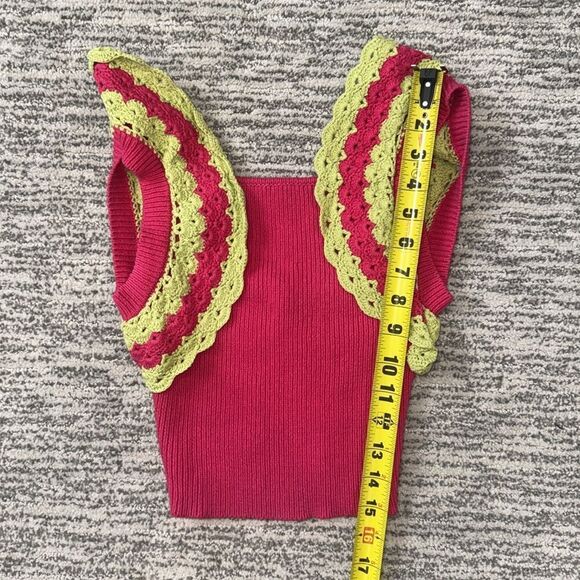 NWT Majorelle Jeneli Crochet Crop Top in Hot Pink & Lime Revolve XS - Picture 8 of 13